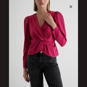 NWT Express Hot Pink 80s Inspired Peplum Top